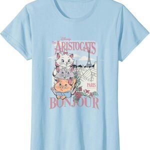 Disney Aristocats Pastel Blue Bonjour Graphic Cat Tee